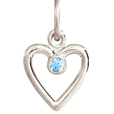 Birth Jewel Heart Charm With Blue Zircon Jewelry Helen Ficalora 14k White Gold