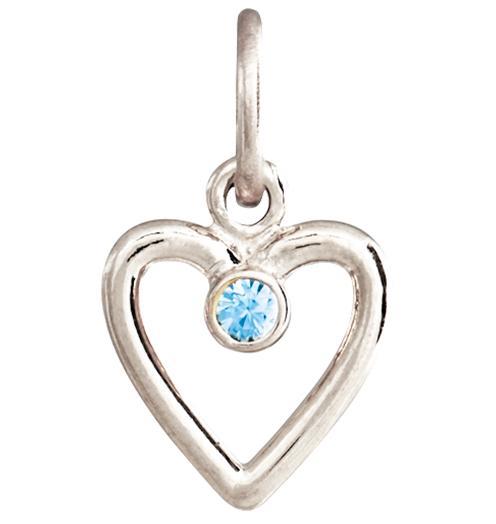 Birth Jewel Heart Charm With Blue Zircon Jewelry Helen Ficalora 14k White Gold
