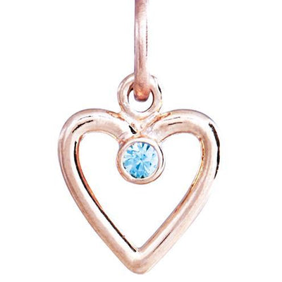 Birth Jewel Heart Charm With Blue Zircon Jewelry Helen Ficalora 14k Pink Gold