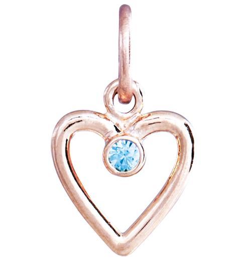 Birth Jewel Heart Charm With Blue Zircon Jewelry Helen Ficalora 14k Pink Gold