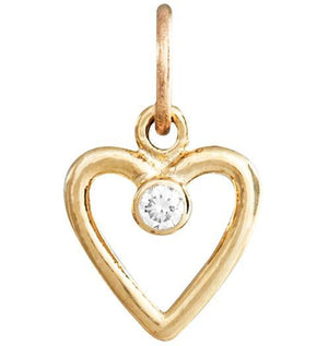 Birth Jewel Heart Charm With Diamond Jewelry Helen Ficalora 14k Yellow Gold For Necklaces And Bracelets