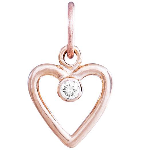 Stamped Heart Charm for Necklaces and Bracelets 14K Pink Gold by Helen Ficalora