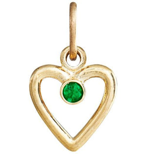 Birth Jewel Heart Charm With Emerald Jewelry Helen Ficalora 14k Yellow Gold