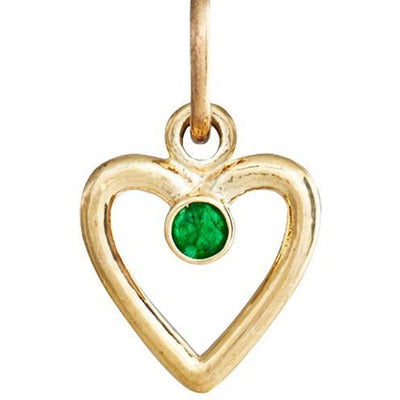 Birth Jewel Heart Charm With Emerald Jewelry Helen Ficalora 14k Yellow Gold