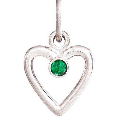 Birth Jewel Heart Charm With Emerald Jewelry Helen Ficalora 14k White Gold