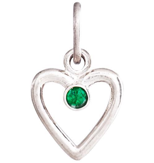 Birth Jewel Heart Charm With Emerald Jewelry Helen Ficalora 14k White Gold