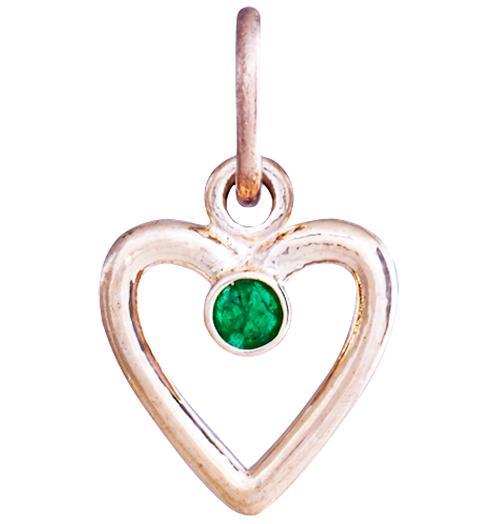Birth Jewel Heart Charm With Emerald Jewelry Helen Ficalora 14k Pink Gold