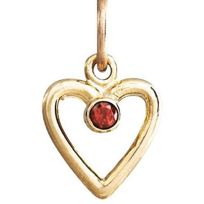 Birth Jewel Heart Charm With Garnet Jewelry Helen Ficalora 14k Yellow Gold