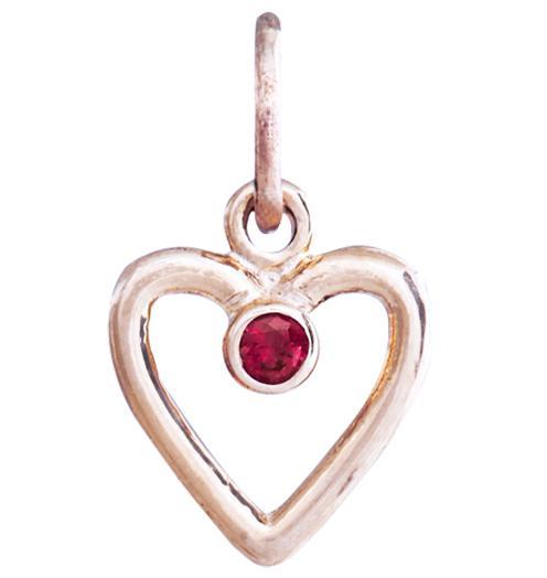 Birth Jewel Heart Charm With Garnet Jewelry Helen Ficalora 14k Pink Gold