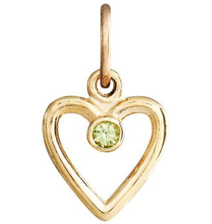 Birth Jewel Heart Charm With Peridot Jewelry Helen Ficalora 14k Yellow Gold