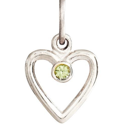 Birth Jewel Heart Charm With Peridot Jewelry Helen Ficalora 14k White Gold