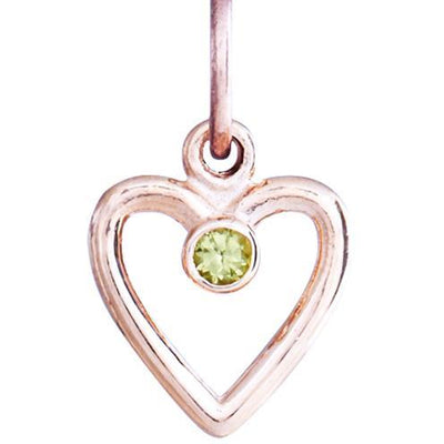 Birth Jewel Heart Charm With Peridot Jewelry Helen Ficalora 14k Pink Gold