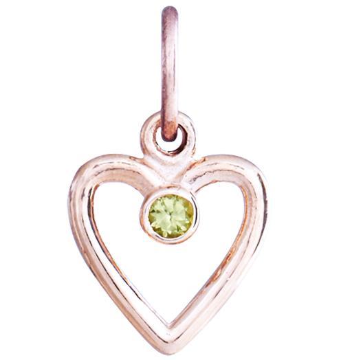 Birth Jewel Heart Charm With Peridot Jewelry Helen Ficalora 14k Pink Gold
