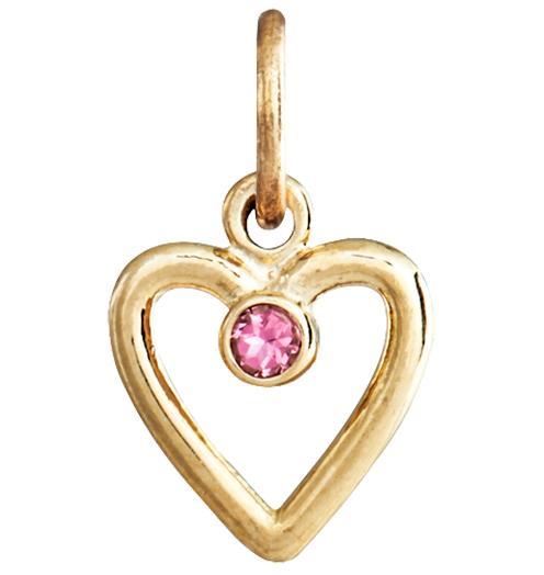Birth Jewel Heart Charm With Pink Tourmaline Jewelry Helen Ficalora 14k Yellow Gold