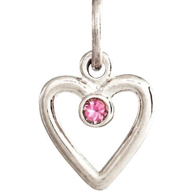 Birth Jewel Heart Charm With Pink Tourmaline Jewelry Helen Ficalora 14k White Gold