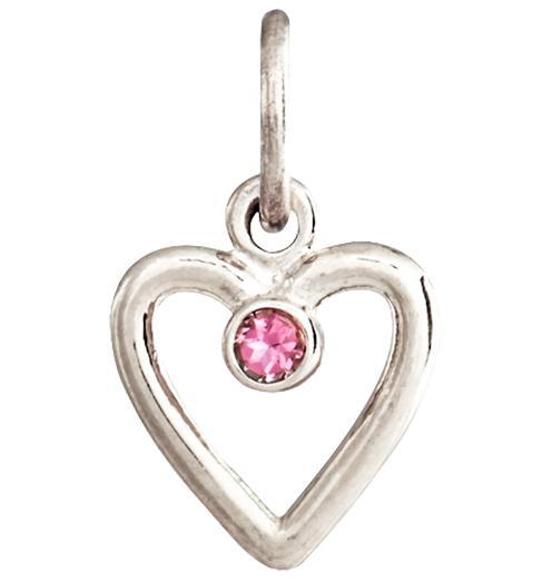 Birth Jewel Heart Charm With Pink Tourmaline Jewelry Helen Ficalora 14k White Gold