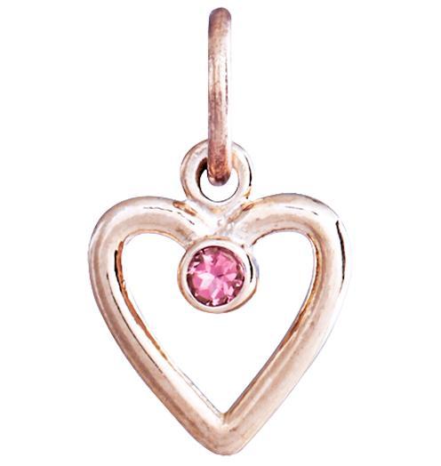 Birth Jewel Heart Charm With Pink Tourmaline Jewelry Helen Ficalora 14k Pink Gold
