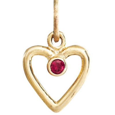 Birth Jewel Heart Charm With Ruby Jewelry Helen Ficalora 14k Yellow Gold