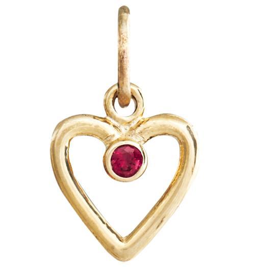 Birth Jewel Heart Charm With Ruby Jewelry Helen Ficalora 14k Yellow Gold