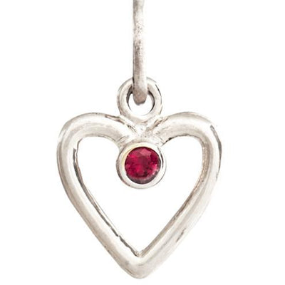 Birth Jewel Heart Charm With Ruby Jewelry Helen Ficalora 14k White Gold