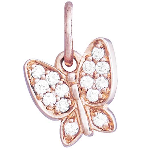 Butterfly Mini Charm Pavé Diamonds Jewelry Helen Ficalora 14k Pink Gold For Necklaces And Bracelets