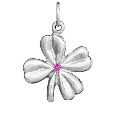 Clover Flower Charm With Pink Sapphire Jewelry Helen Ficalora Sterling Silver 