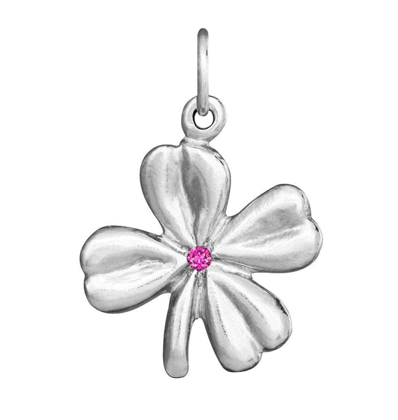 Clover Flower Charm With Pink Sapphire Jewelry Helen Ficalora Sterling Silver 