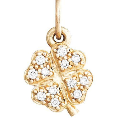 Clover Mini Charm Pave Diamonds Jewelry Helen Ficalora 14k Yellow Gold