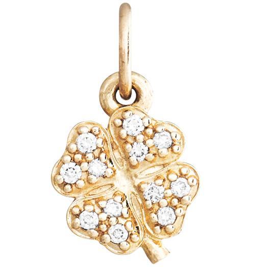 Clover Mini Charm Pave Diamonds Jewelry Helen Ficalora 14k Yellow Gold