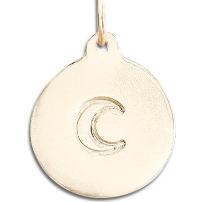 Crescent Moon Disk Charm Jewelry Helen Ficalora 14k Yellow Gold