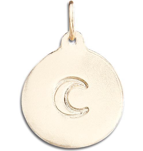 Crescent Moon Disk Charm Jewelry Helen Ficalora 14k Yellow Gold