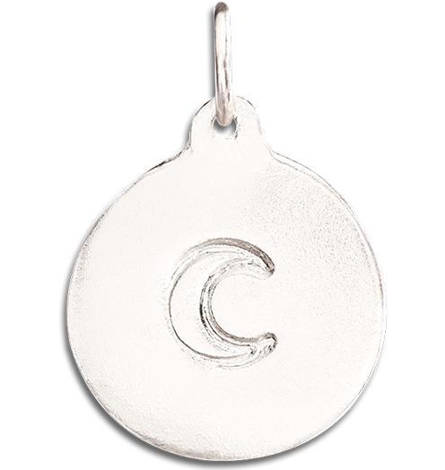 Crescent Moon Disk Charm Jewelry Helen Ficalora 14k White Gold