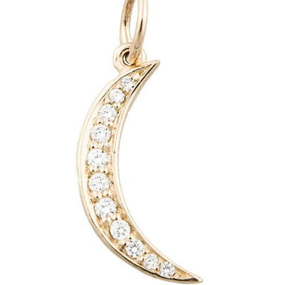 Crescent Moon Mini Charm Pavé Diamonds Jewelry Helen Ficalora 14k Yellow Gold For Necklaces And Bracelets
