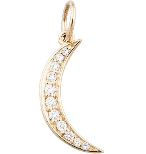 Crescent Moon Mini Charm Pavé Diamonds Jewelry Helen Ficalora 14k Yellow Gold For Necklaces And Bracelets