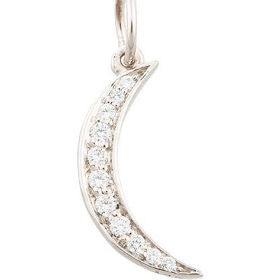 Crescent Moon Mini Charm Pavé Diamonds Jewelry Helen Ficalora 14k White Gold For Necklaces And Bracelets