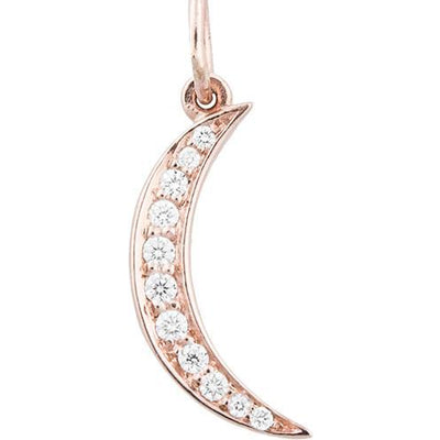 Crescent Moon Mini Charm Pavé Diamonds Jewelry Helen Ficalora 14k Pink Gold For Necklaces And Bracelets