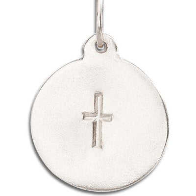 Helen Ficalora 14K Gold Circle Small Cross Pendant