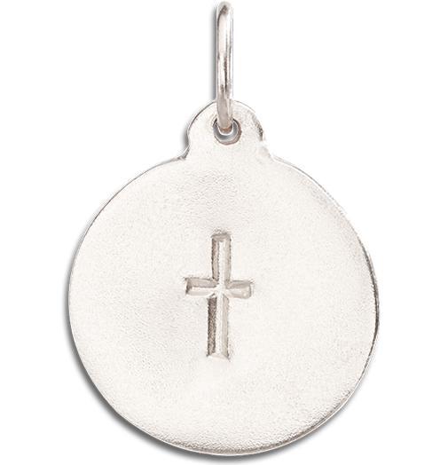 Helen Ficalora 14K Gold Circle Small Cross Pendant
