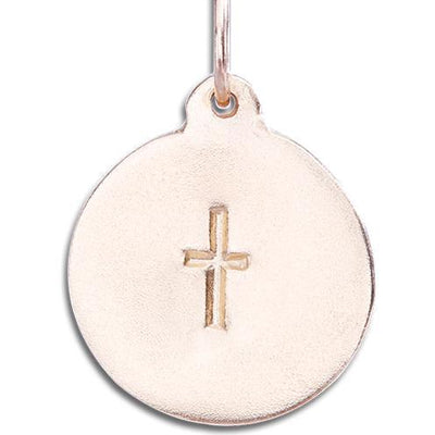 Helen Ficalora 14K Gold Circle Small Cross Pendant
