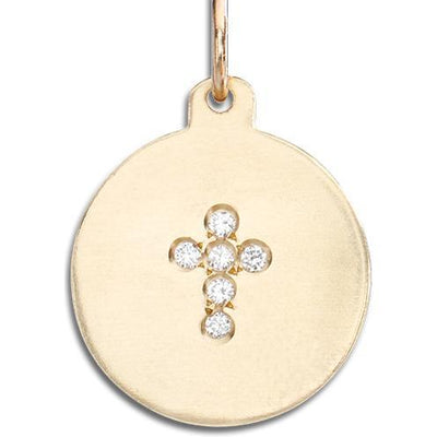 Cross Disk Charm Pavé Diamonds Jewelry Helen Ficalora 14k Yellow Gold For Necklaces And Bracelets
