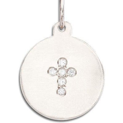 Cross Disk Charm Pavé Diamonds Jewelry Helen Ficalora 14k White Gold For Necklaces And Bracelets