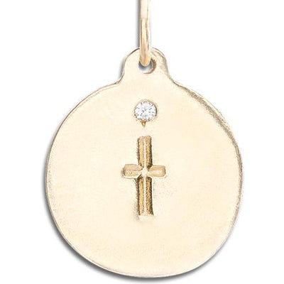 Cross Disk Charm With Diamond Jewelry Helen Ficalora 14k Yellow Gold For Necklaces And Bracelets