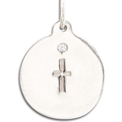 Cross Disk Charm With Diamond Jewelry Helen Ficalora 14k White Gold For Necklaces And Bracelets
