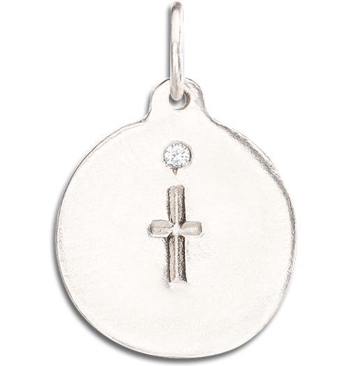 Cross Disk Charm With Diamond Jewelry Helen Ficalora 14k White Gold For Necklaces And Bracelets