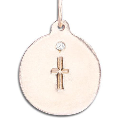 Cross Disk Charm With Diamond Jewelry Helen Ficalora 14k Pink Gold For Necklaces And Bracelets