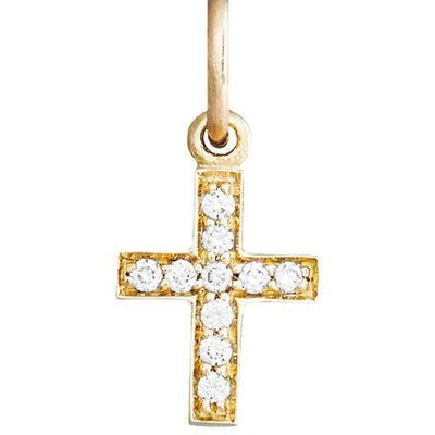 Helen Ficalora Gold Diamond Cross Charm for Necklaces or Bracelets