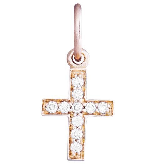 Gold Diamond Cross Charm | Helen Ficalora 14K Pink Gold by Helen Ficalora