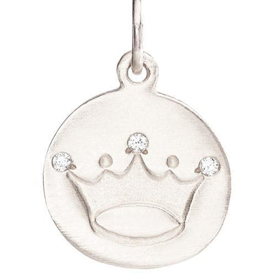 Crown Disk Charm Pavé Diamonds Jewelry Helen Ficalora 14k White Gold For Necklaces And Bracelets