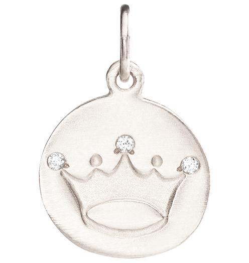 Crown Disk Charm Pavé Diamonds Jewelry Helen Ficalora 14k White Gold For Necklaces And Bracelets