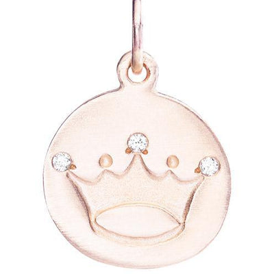 Crown Disk Charm Pavé Diamonds Jewelry Helen Ficalora 14k Pink Gold For Necklaces And Bracelets